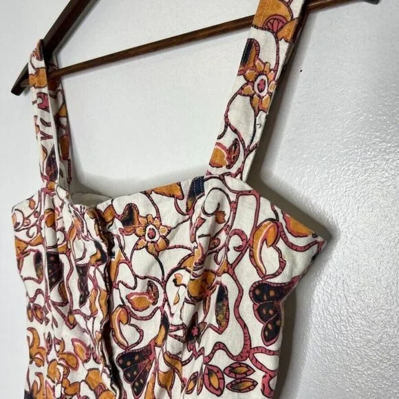 House Of Harlow 1960 Linen Blend Floral Print Sleeveless Romper Size 6 Women - Picture 2 of 12